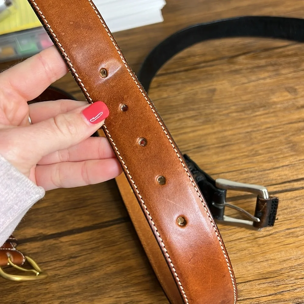 Men's Black and Brown Leather‎ Belts- 34 Waist